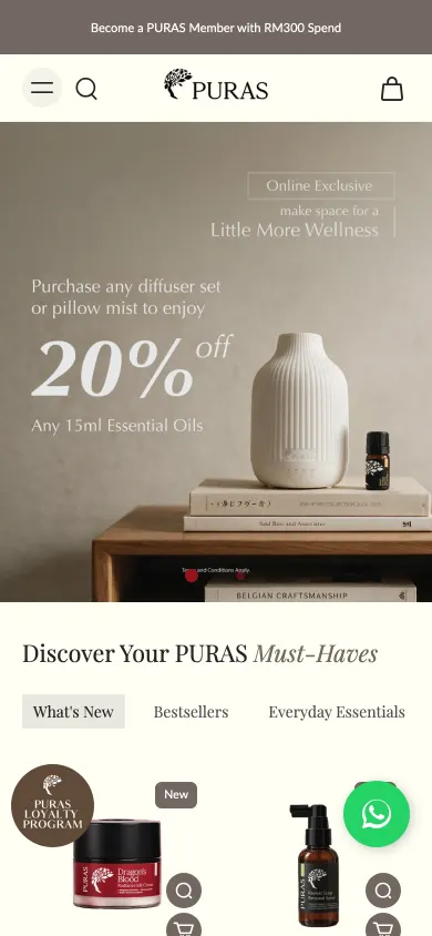 Puras store on mobile
